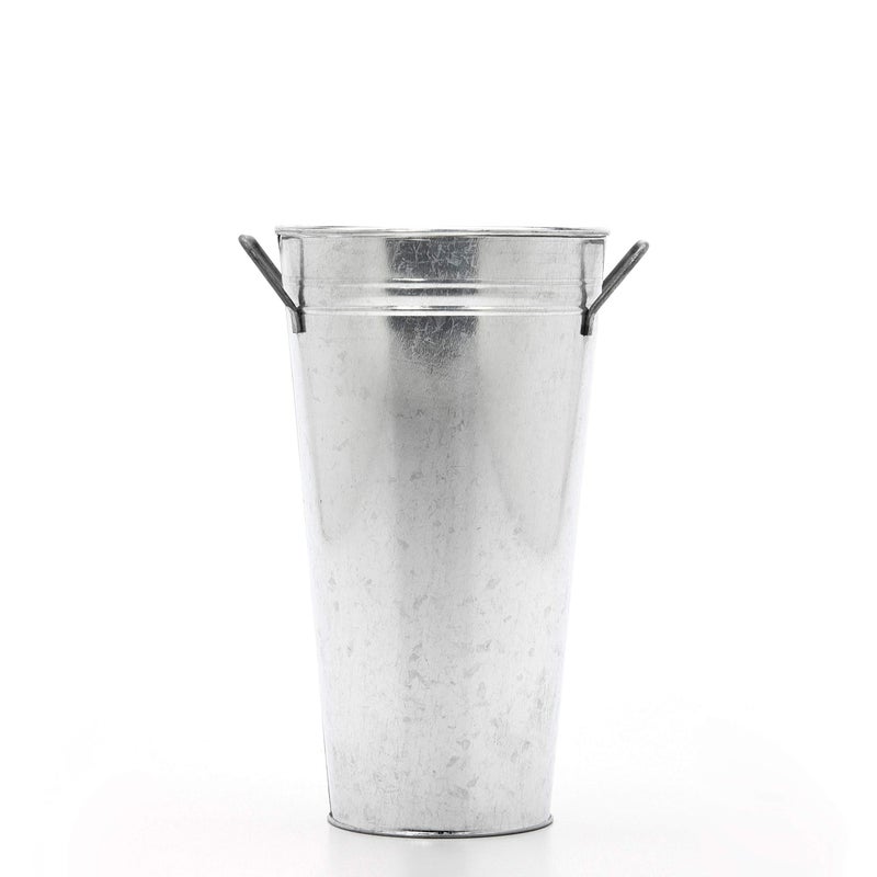 Hosley Set of 3 Galvanized French Bucket Vase with Handles 5" Dia x 9" H Ideal for Farmhouse Dried Floral Arrangements at Home for Weddings Gifts Spa and Aromatherapy Settings O5 - Image 4